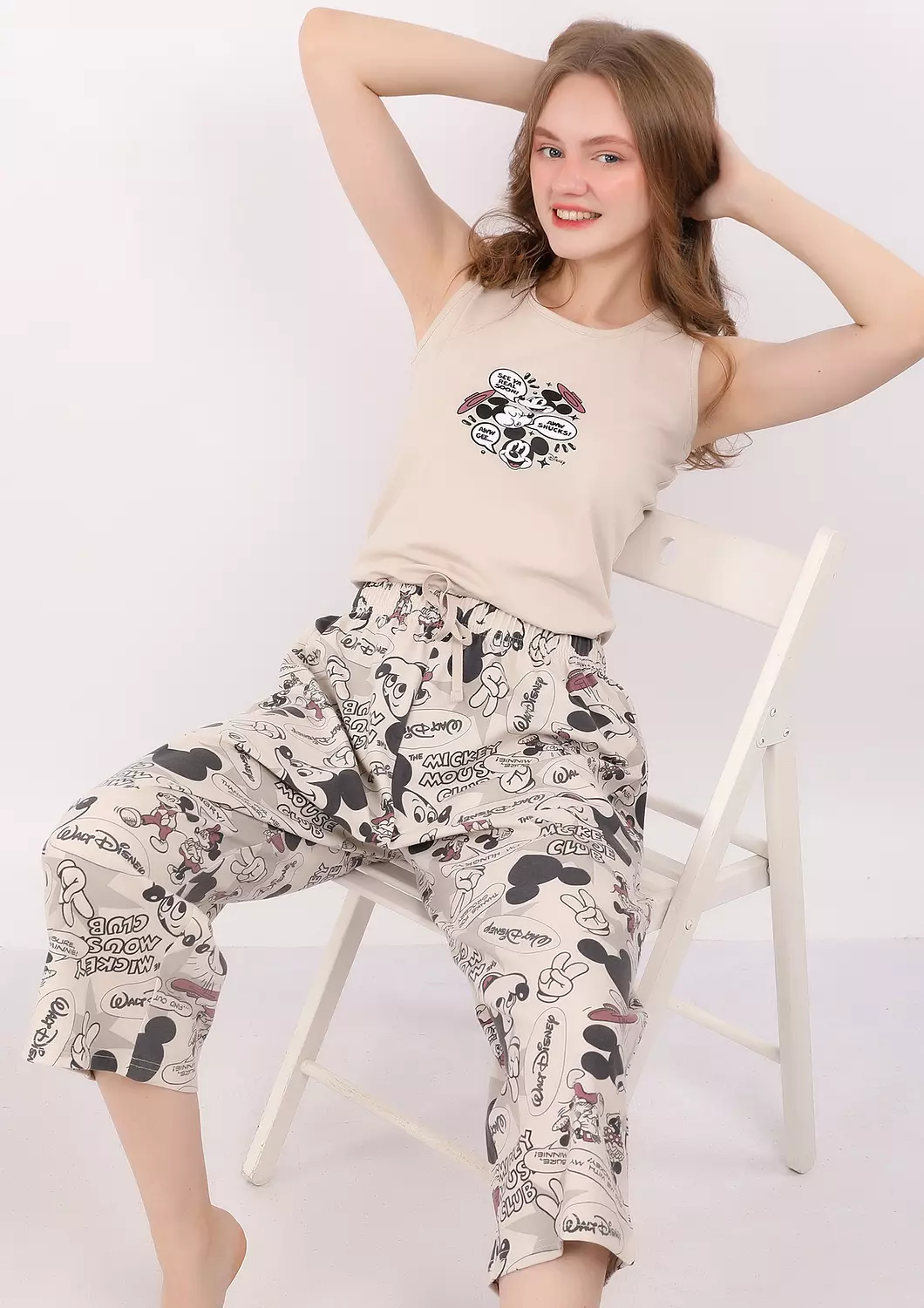 S316 Mickey Comics Capri Pants Pajama Set 2