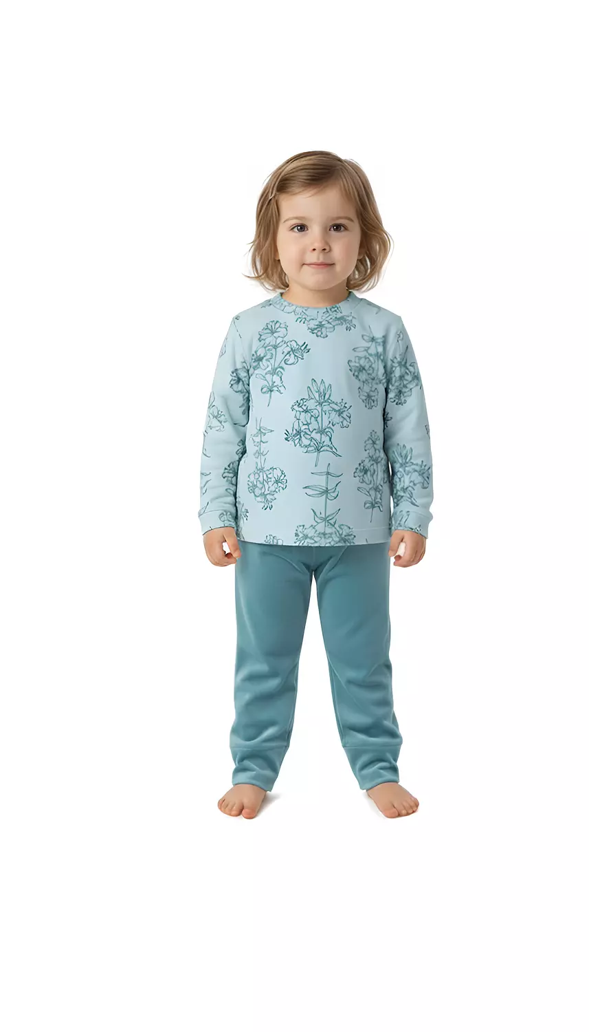 Shorto Girls Pajama Printed Flower PJ - 3101 -Turquoise image