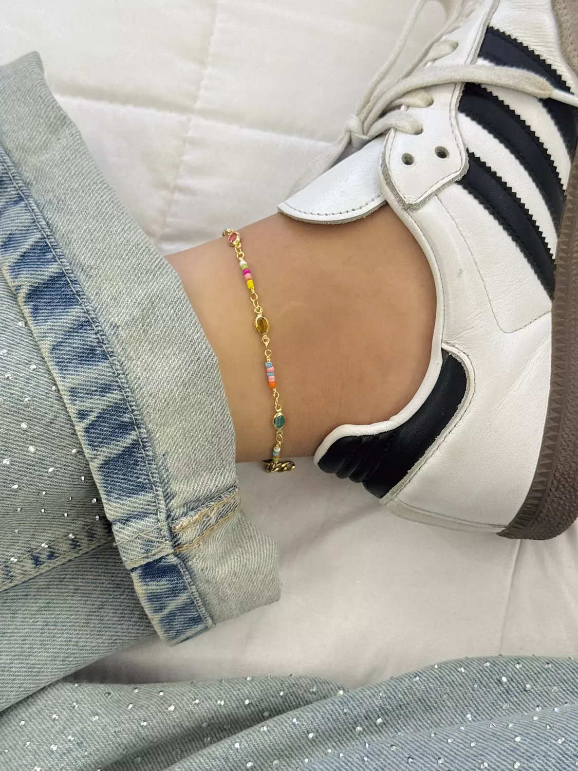 Colorful stone anklet  image