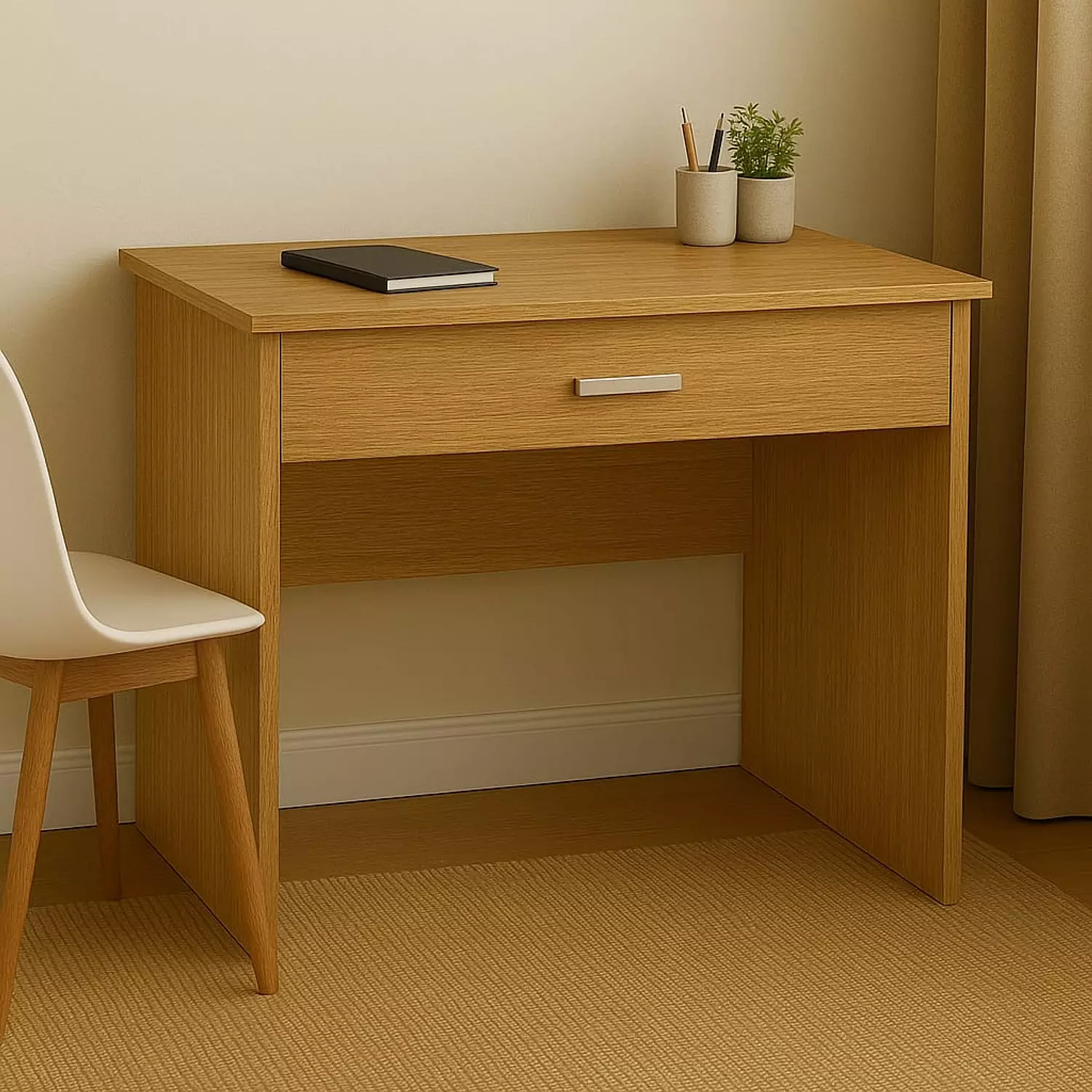 80 cm Desk with Full Drawer – Ash Wood image
