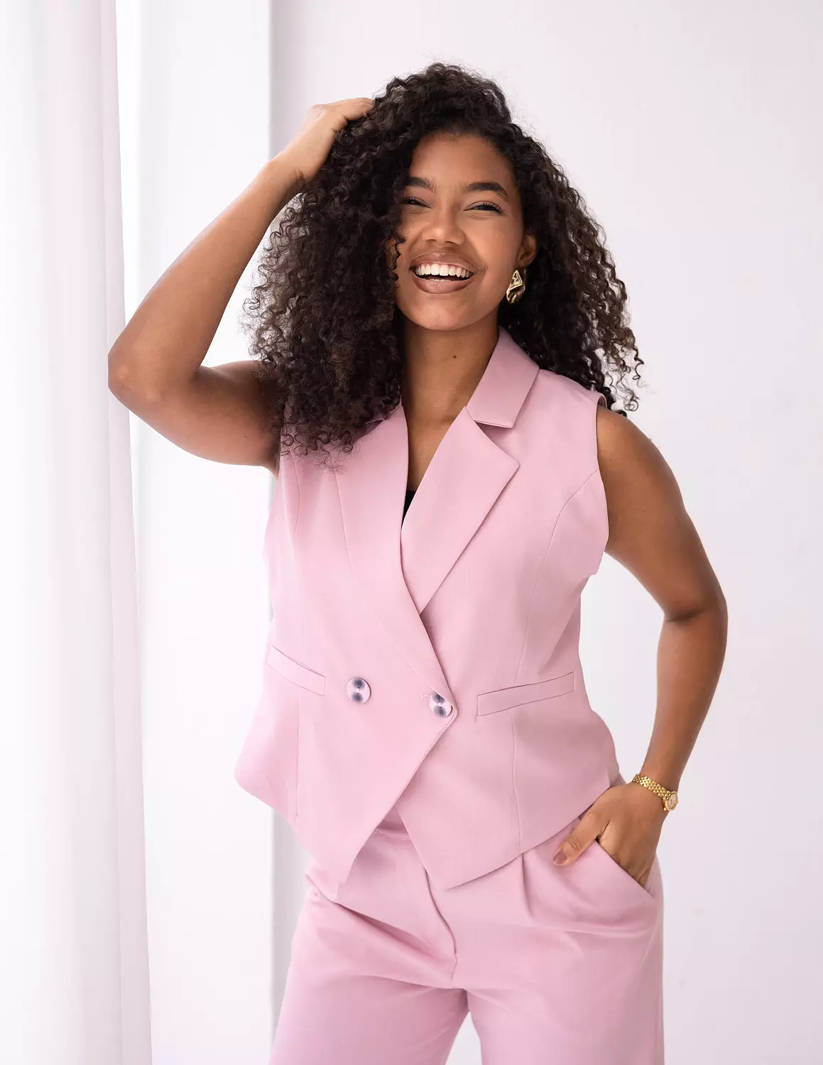 Blush Dream double breasted cropped vest image