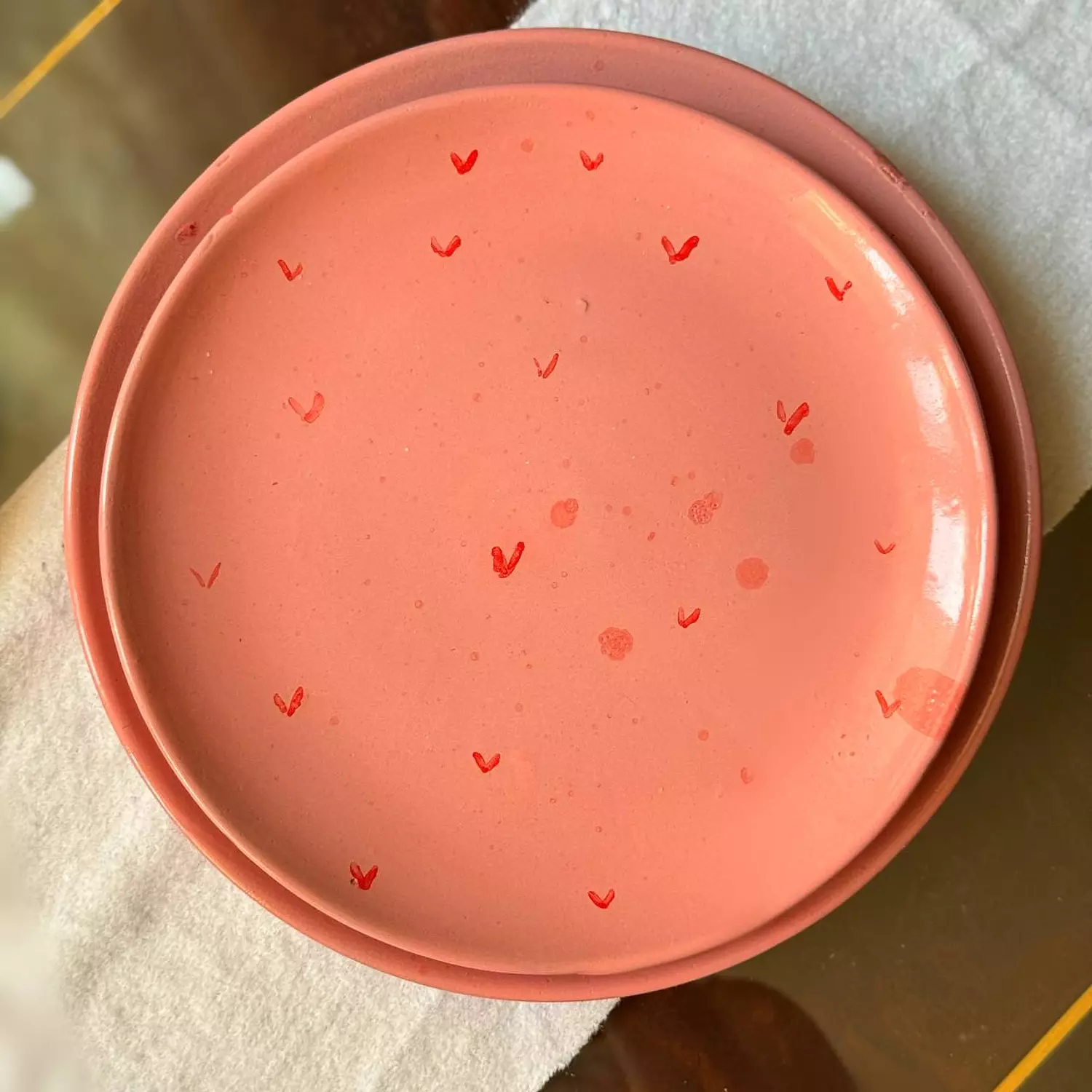 Pink Hearts plate (food safe) 1