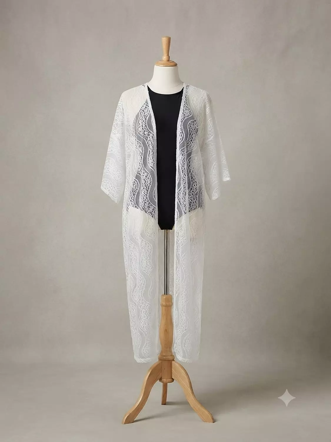Embroidered Lace Long Cover-Up 1