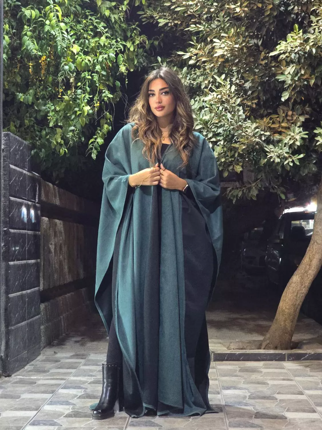 Dark Olive Moroccan Style Suede Kaftan  image