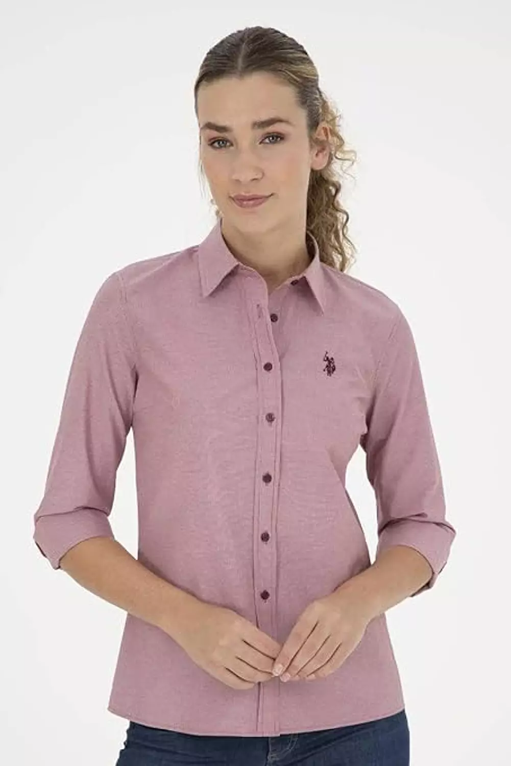 U.S. Polo Assn. Women’s Fitted Shirt – Dusty Rose image
