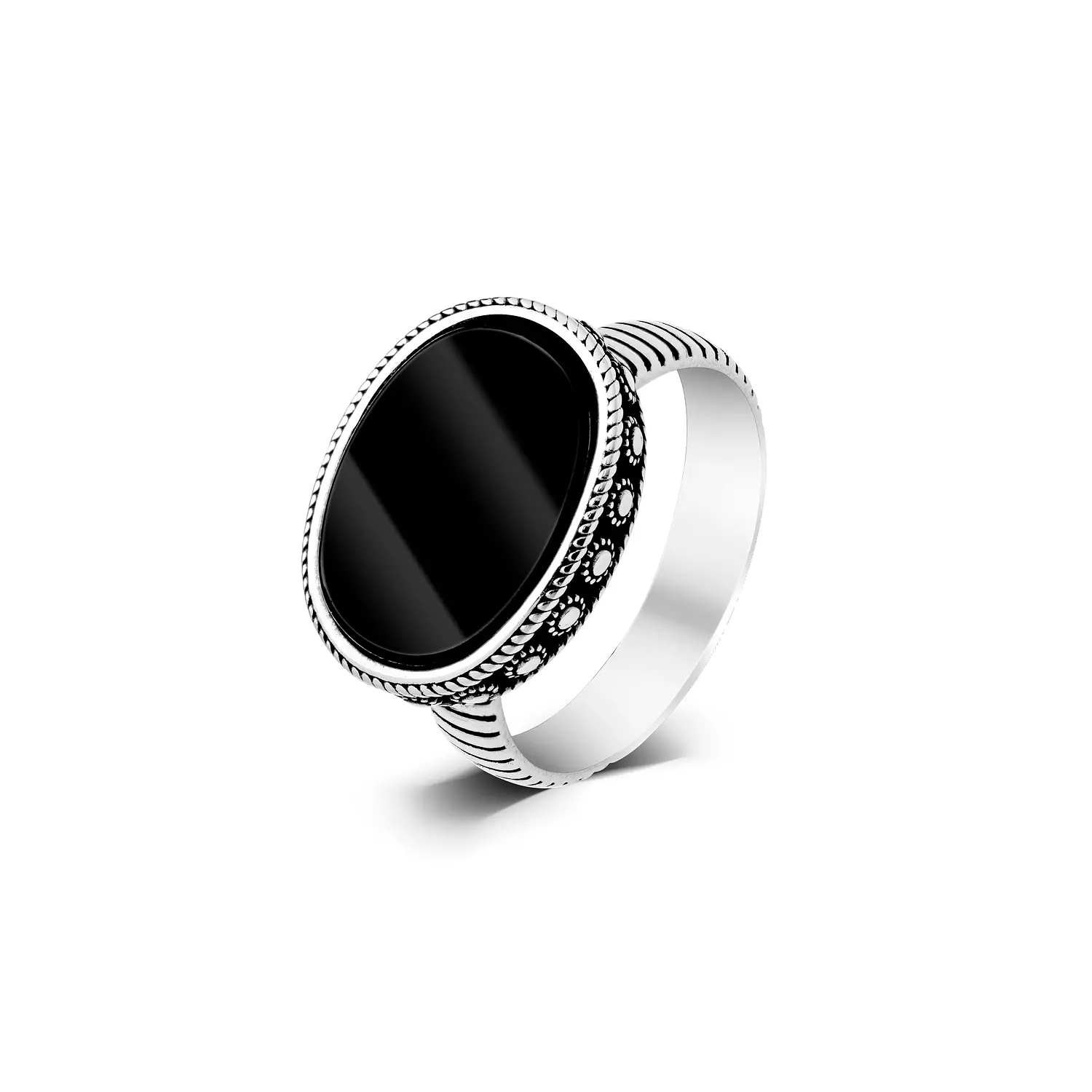 men's ring with oval black onyx ston image