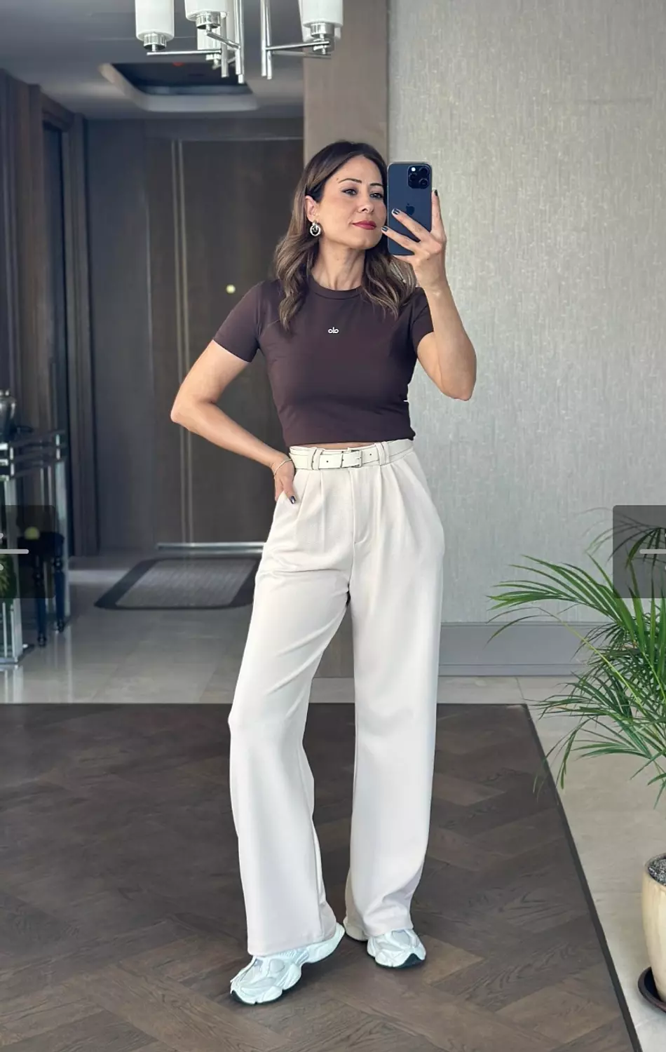 Beige Classic Pants with Belt  hover image