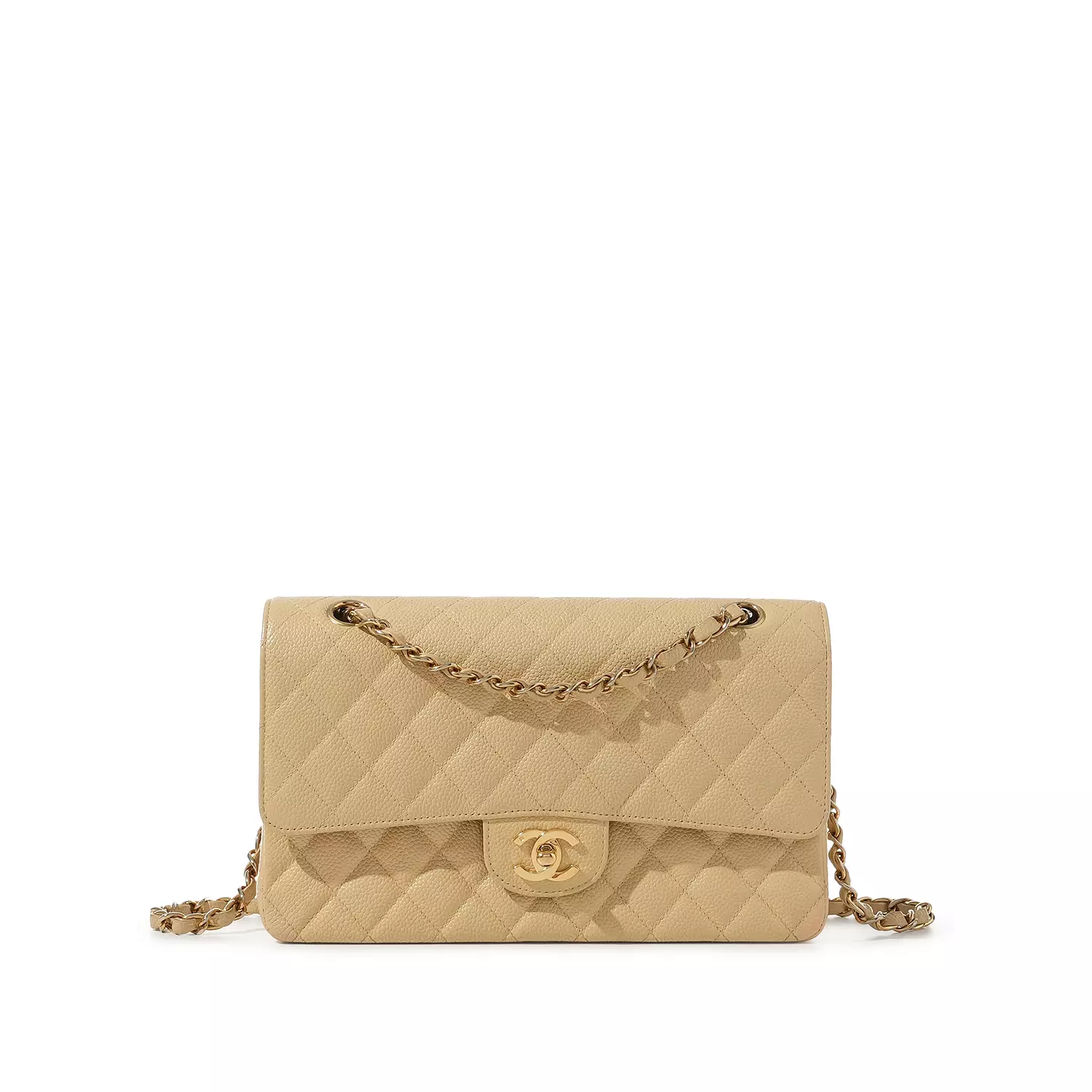 Chanel Light Yellow Caviar Rectangle Classic Flap Bag with gold  image