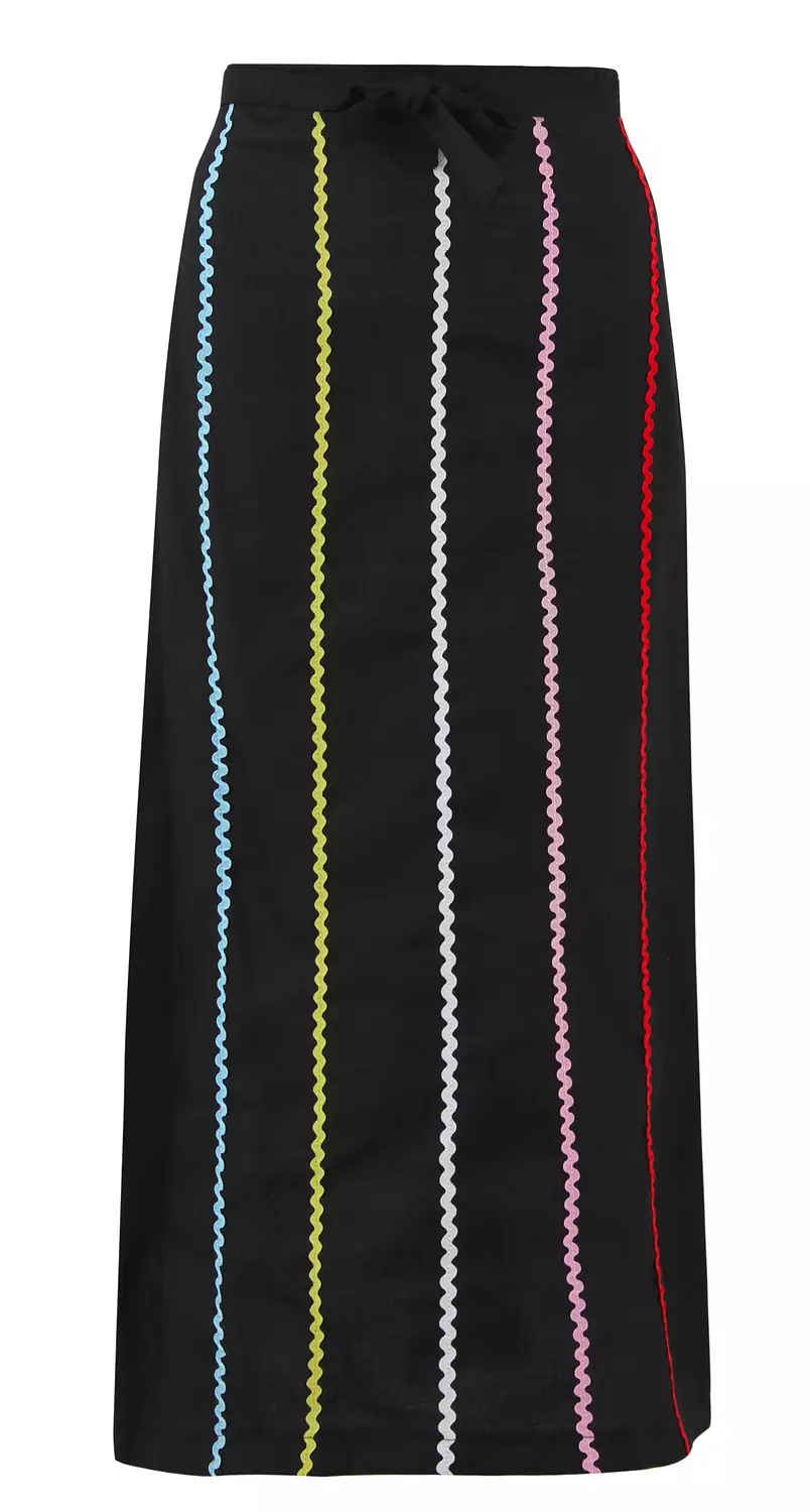 MAXI PENCIL LINEN & ZIGZAG SKIRT image
