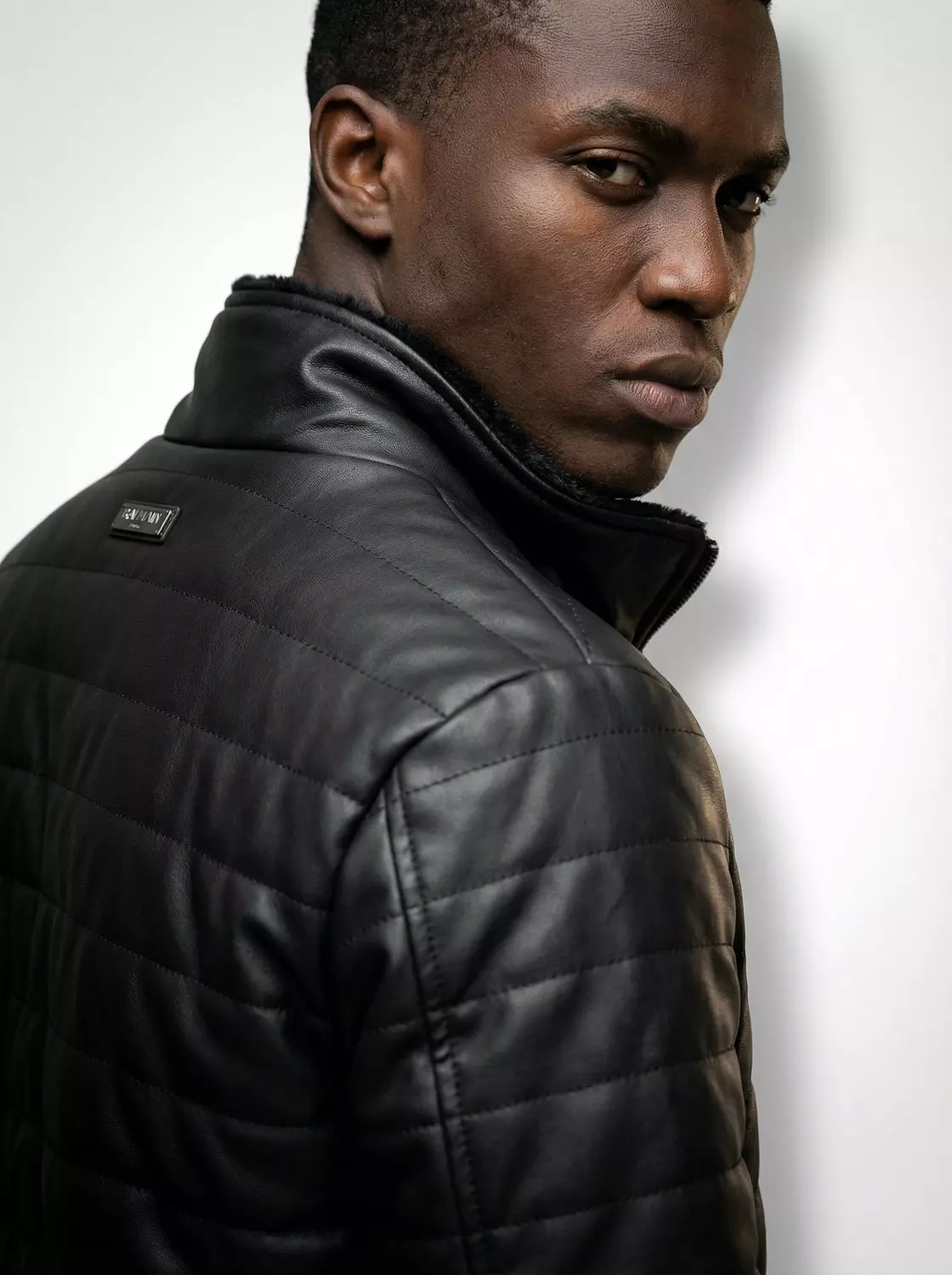 Jacket Leather Balmain Circle badge  4