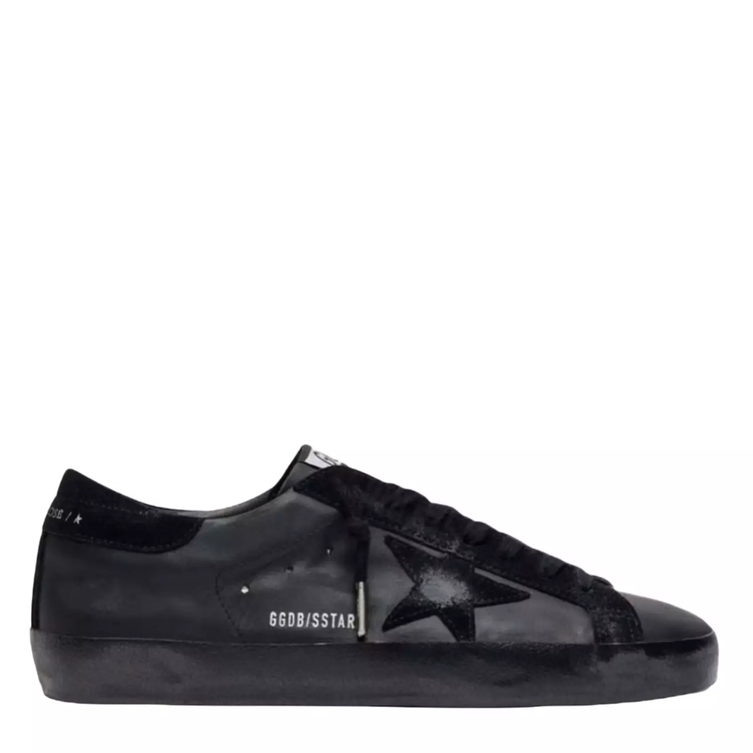 Golden Goose Men's Super-Star in black nappa with black suede star and heel tab image