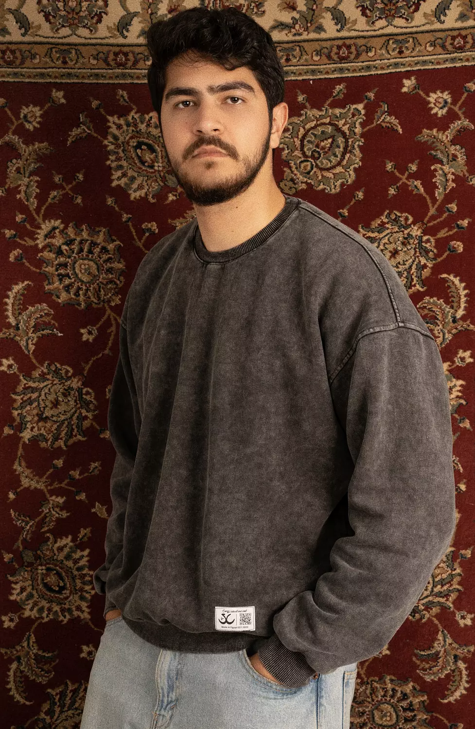 Washed gray Crewneck