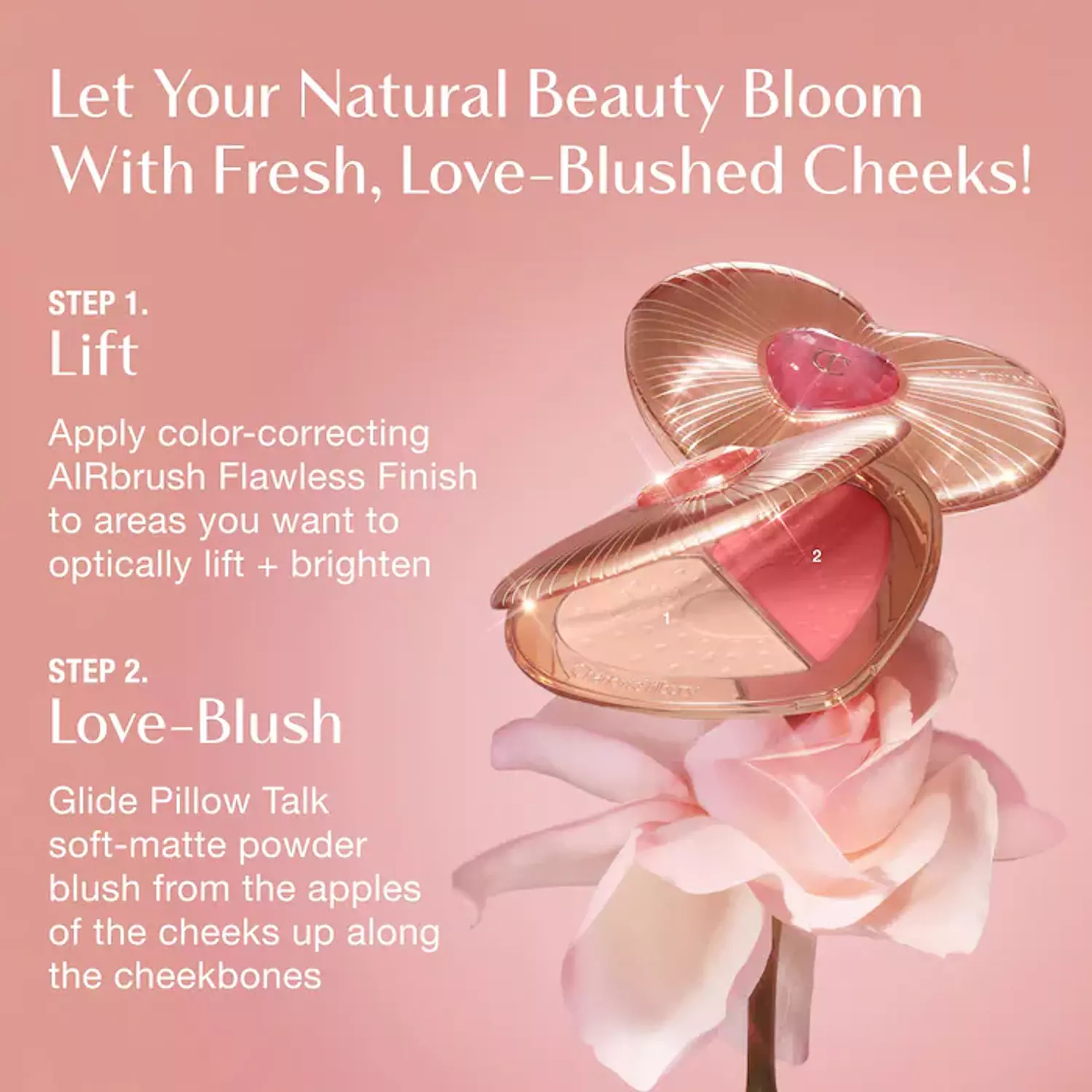 Charlotte Tilbury  Pillow Talk Beauty Soulmates Airbrush Flawless Finish Brightening and Blush Powder Palette 8