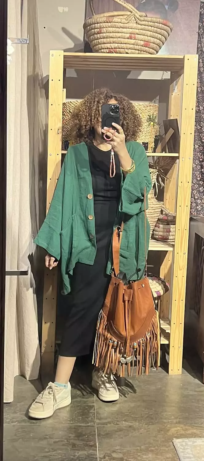 Boho green cotton suit 6