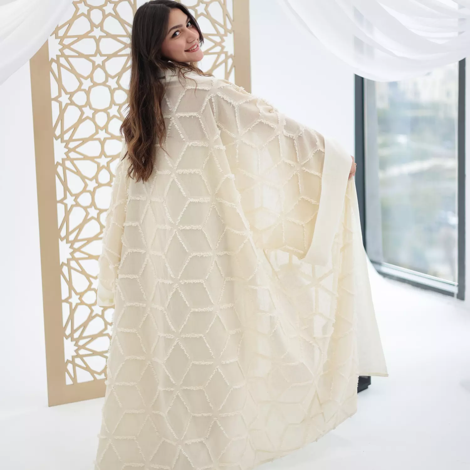 White and Beige Kaftan 4