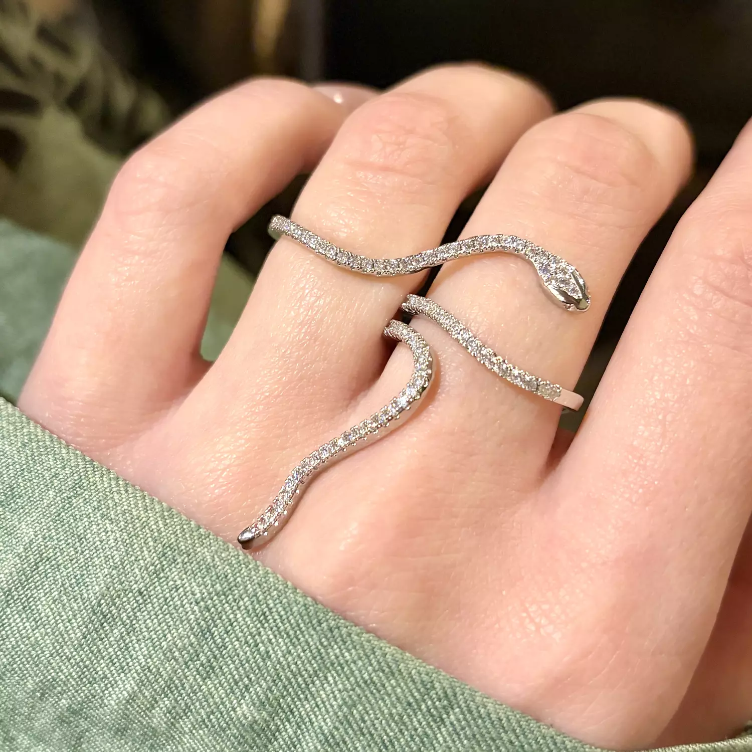 2 in 1 ring 🐍 snake shaped- gold plated- silver  image