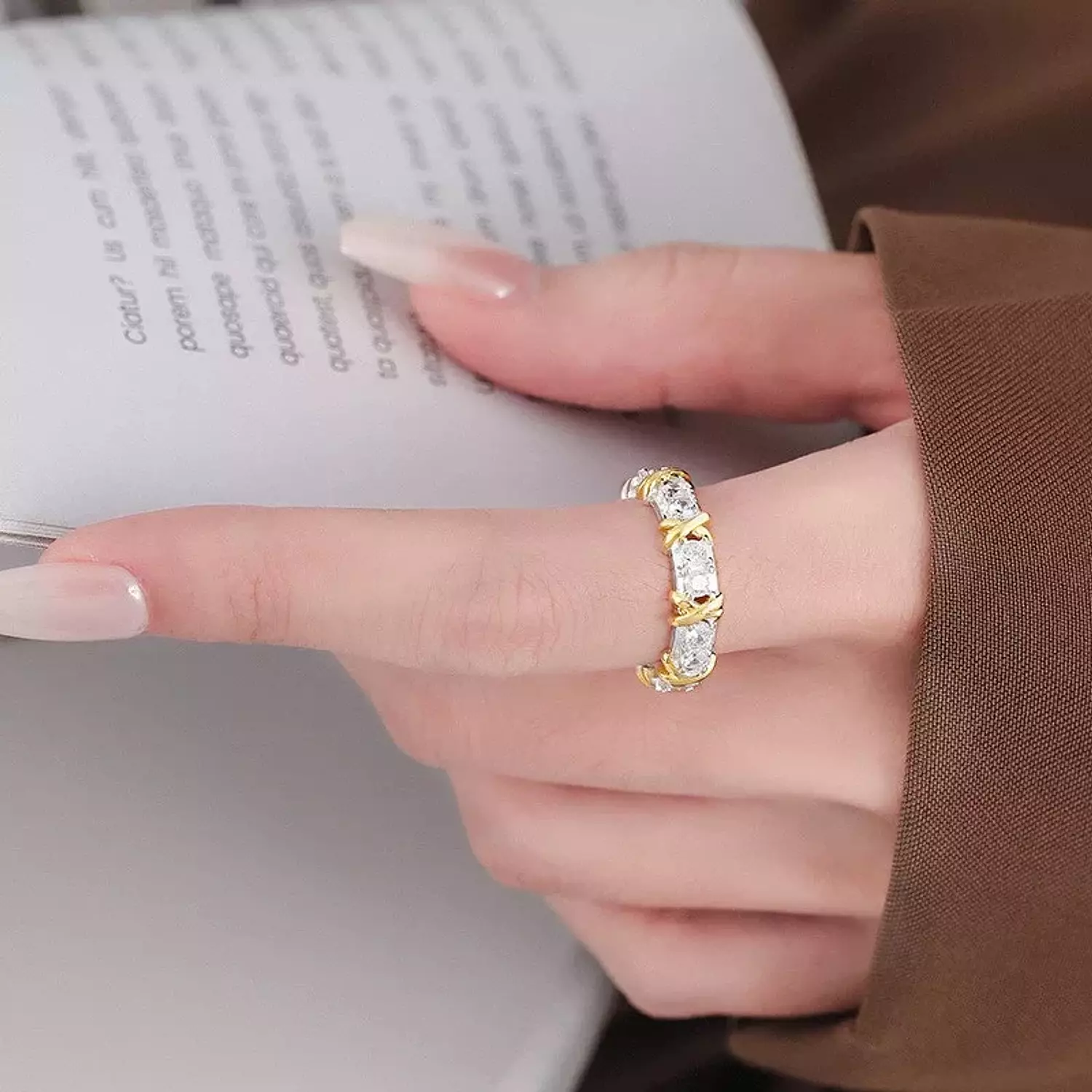 XO double tone zircon ring 3