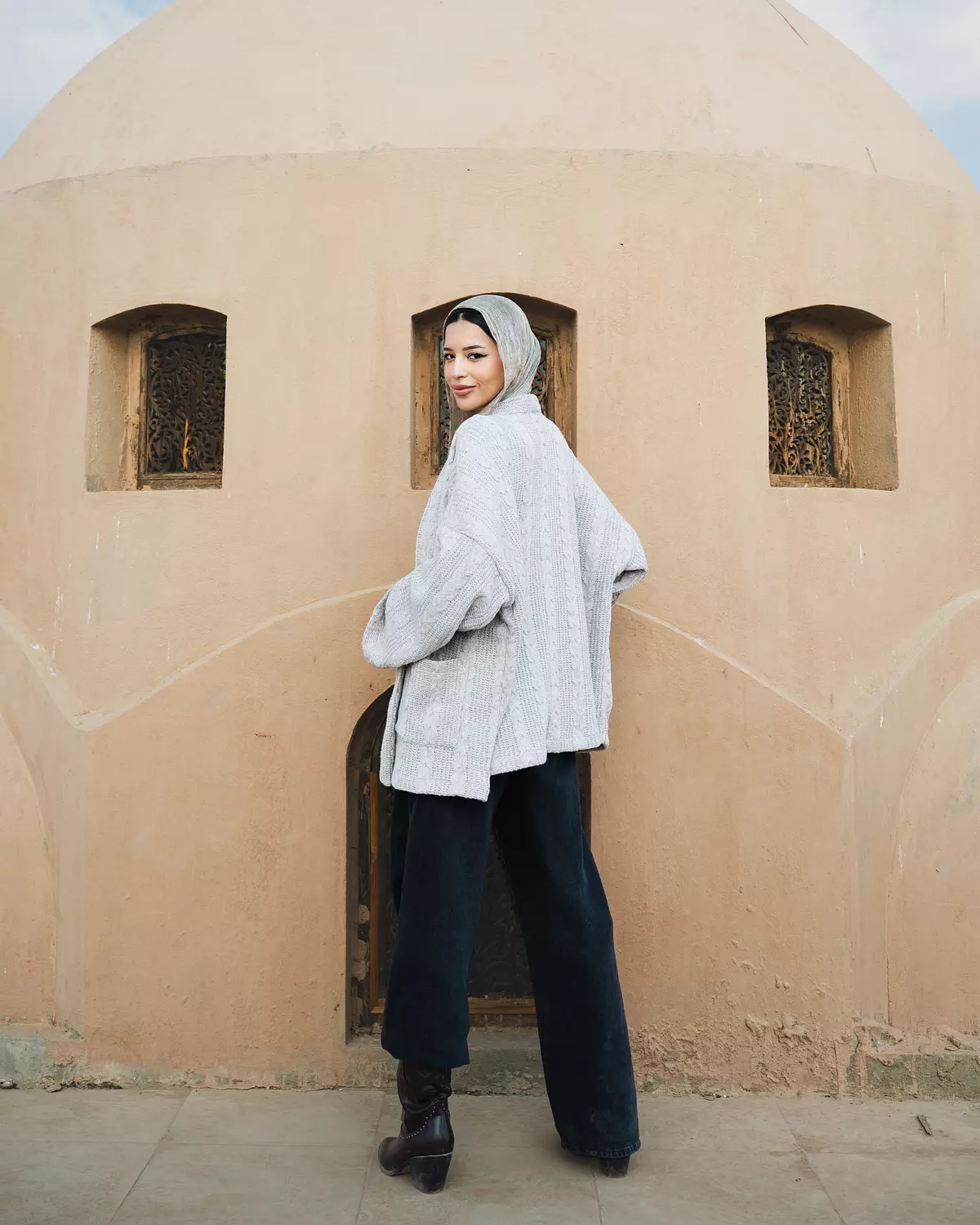 Knitted Greige Cardigan 2