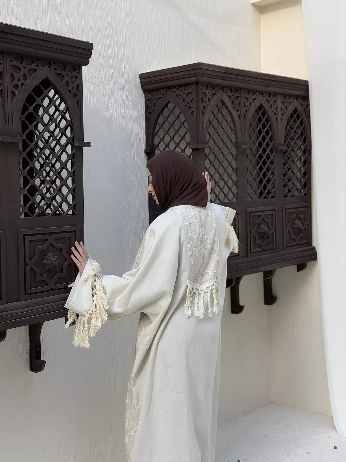 Embroidered Beige Kaftan 3