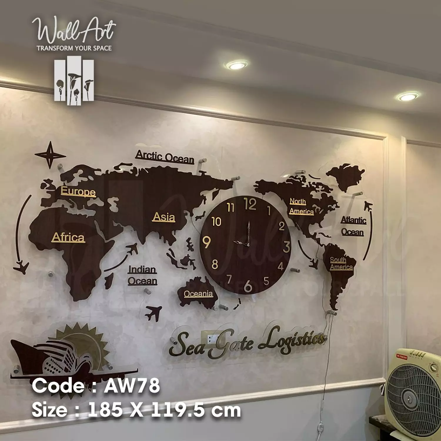 AW78-Lighted Acrylic World Map 2