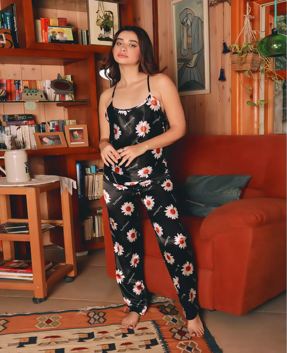 Print Satin Cami & Pants Pajama 3