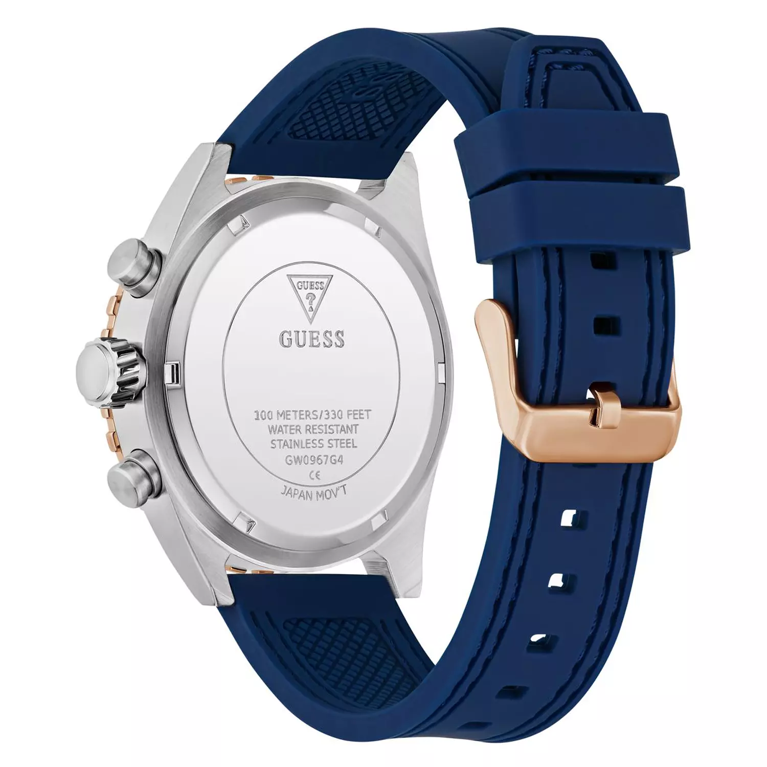 GUESS Mens Blue 2-Tone Chronograph Watch BLUE Silicone Strap GW0967G4 2