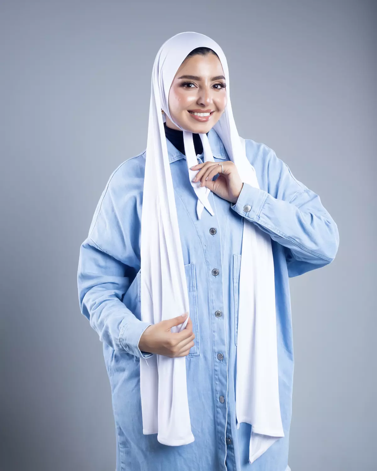 Jamila 2 in 1 white cotton scarf 2