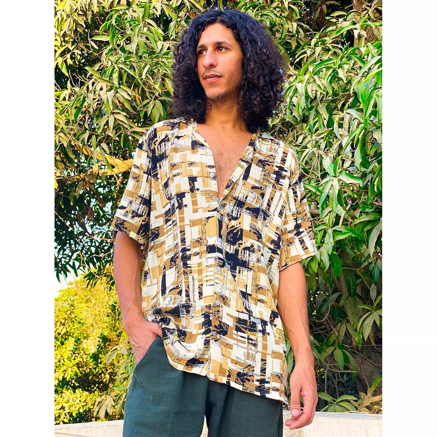 Loosefit Patterned Viscose Shirt 0