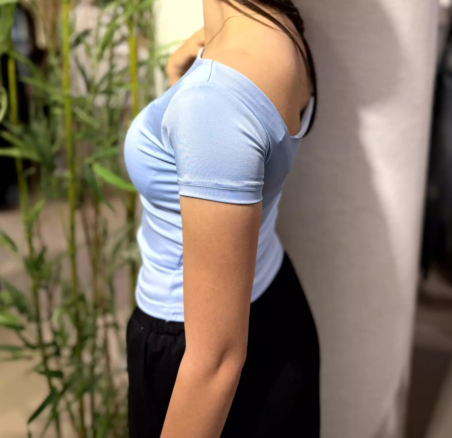 Square Neck Fitted Top | Sky Blue 2