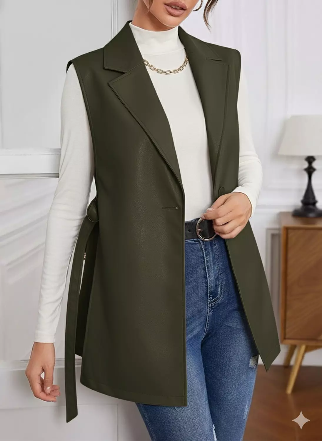 Turkish leather jacket with belt 3