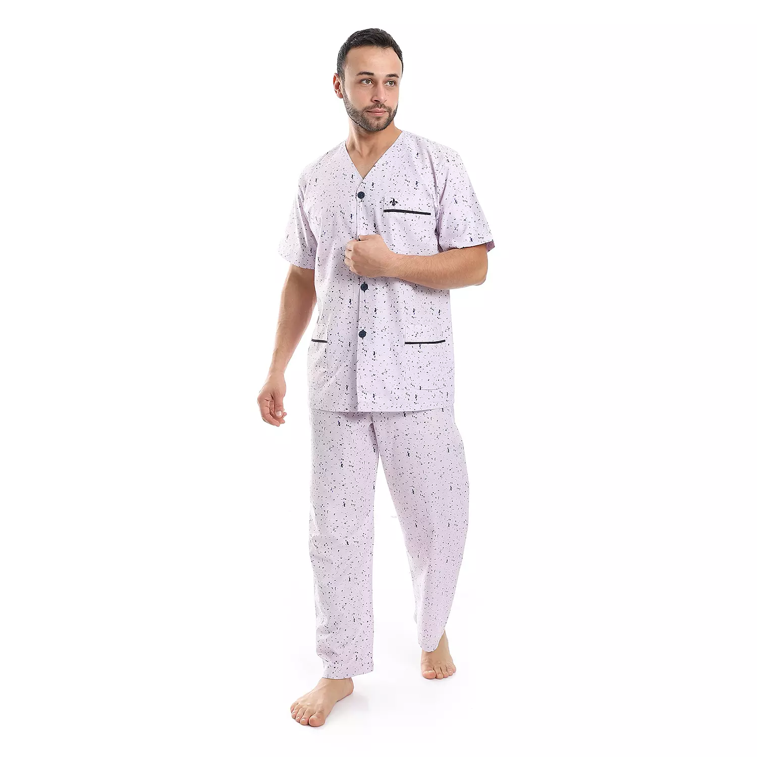 بيجاما رجالي مطبوعه كلاسيك- 2286 - موف فاتح  image