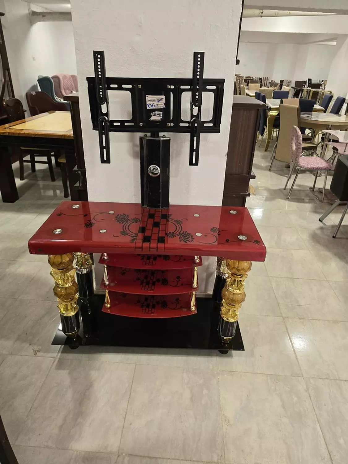 lcdترابيزه شاشه 100سم احمر زجاج بالحامل image