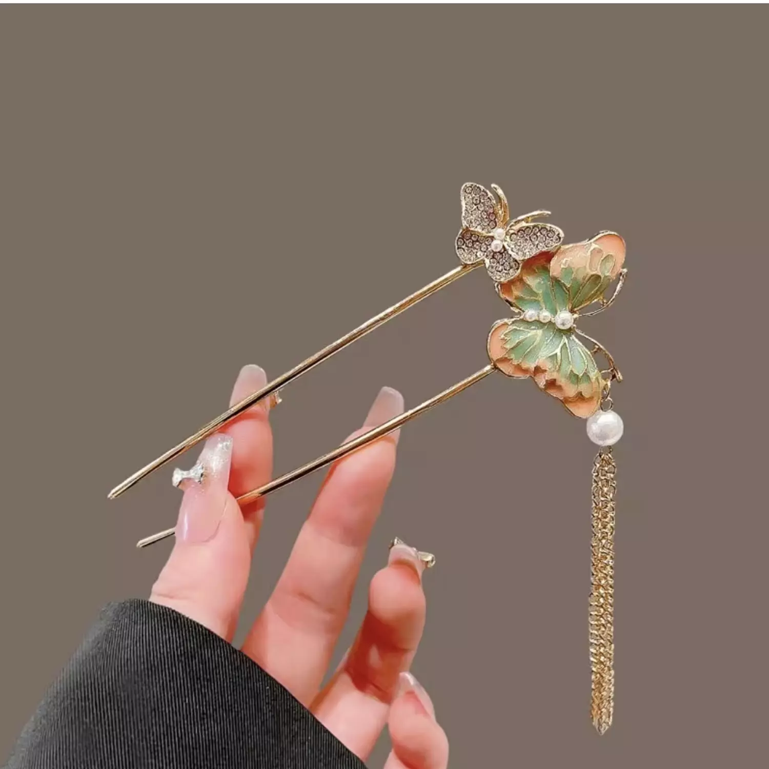 Butterfly Tassel Hair Fork hover image