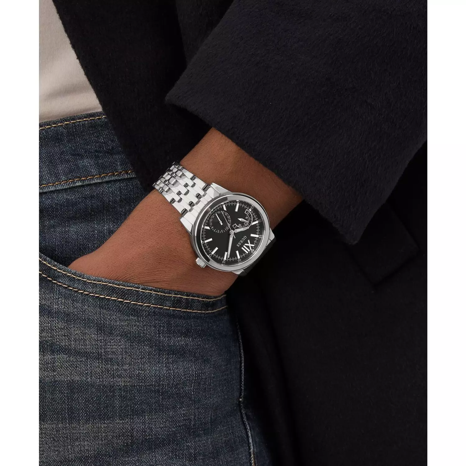 GUESS Mens Silver Tone Multi-function Watch Silver Tone Stainless Steel Bracelet GW0976G1 5