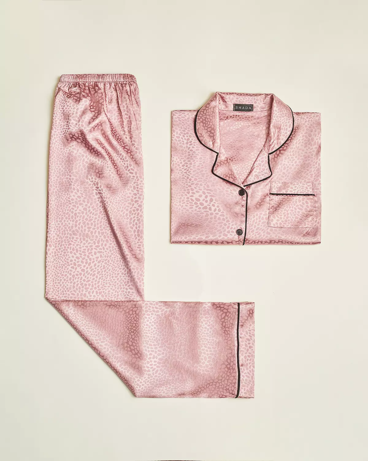 Rose Satin Buttoned PJ Set image