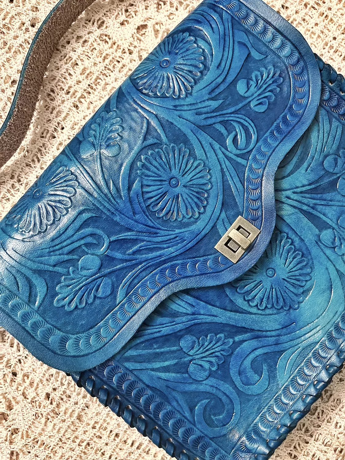 Fully Floral tooled leather bag  5