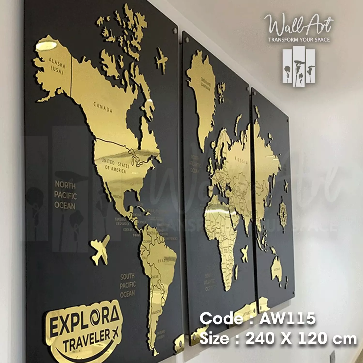 AW115-Engraved World Map   18