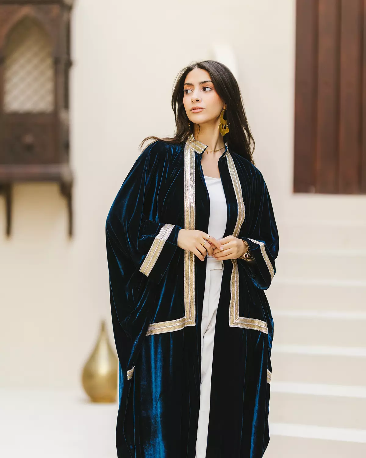Teal velvet kaftan 4