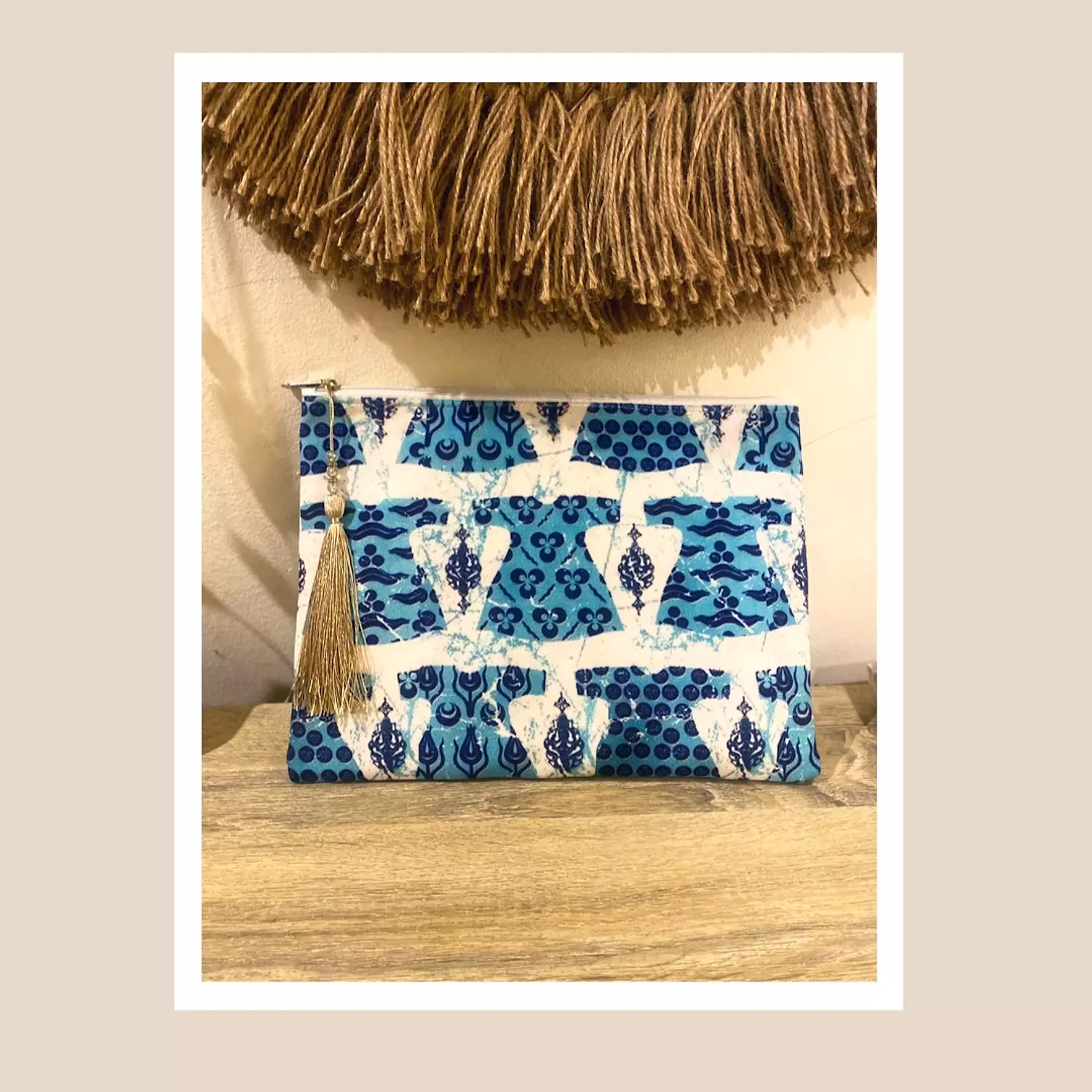 The Blue Kaftan Gold Tassel Pouch image