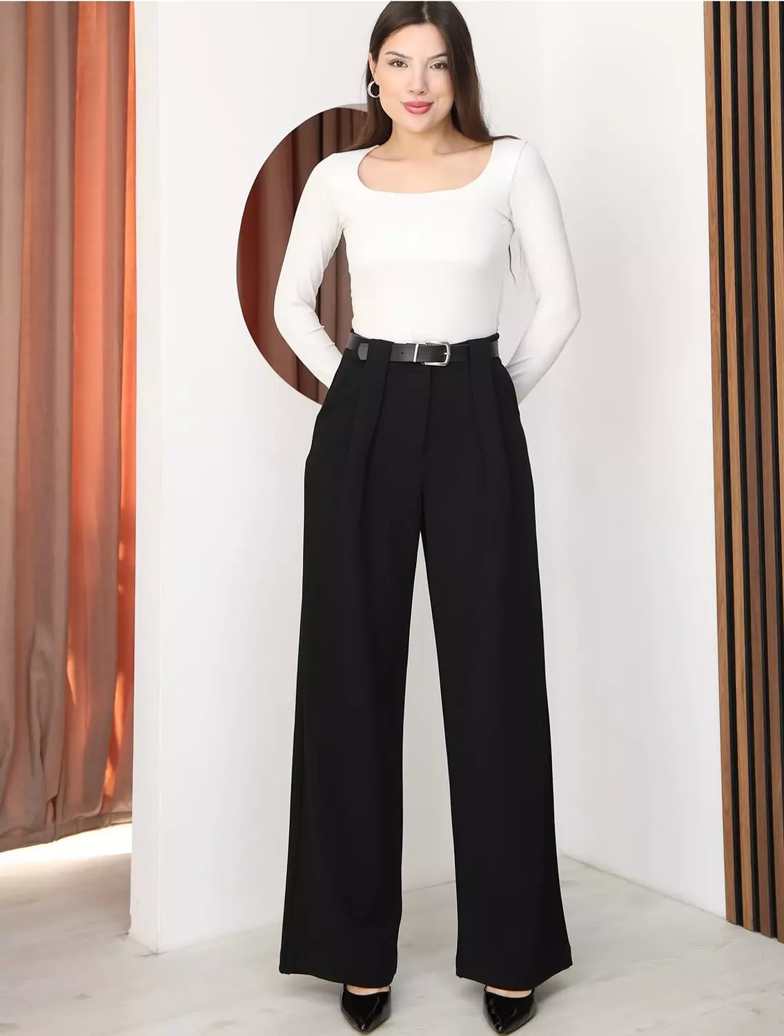 Black formal pants with belt 2