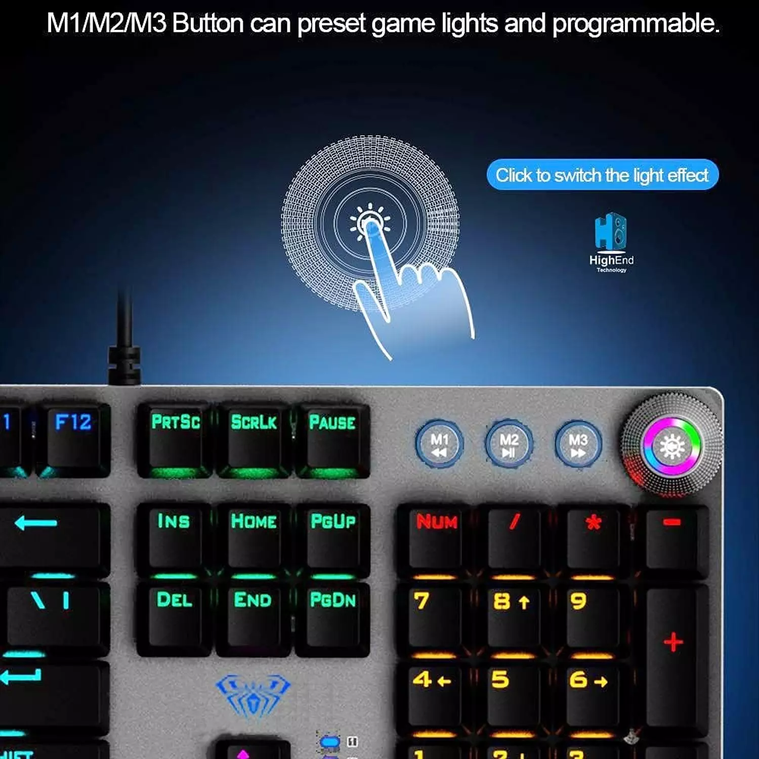 Mechanical Gaming Keyboard Aula F2088 with RGB lights - 108-Key  4