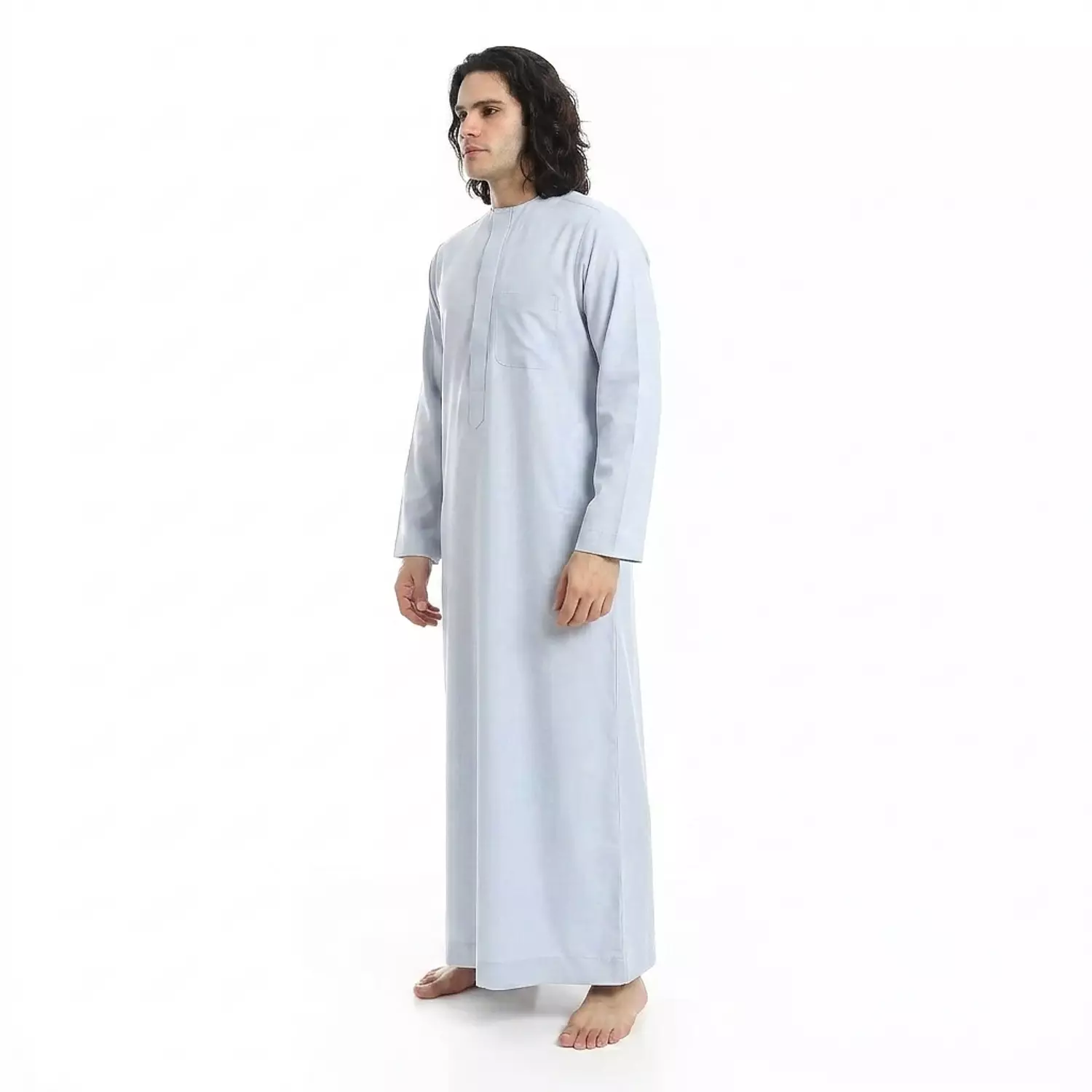  جلابيه رجالي كم طويل - قطن - 2590 - لبني فاتح 2