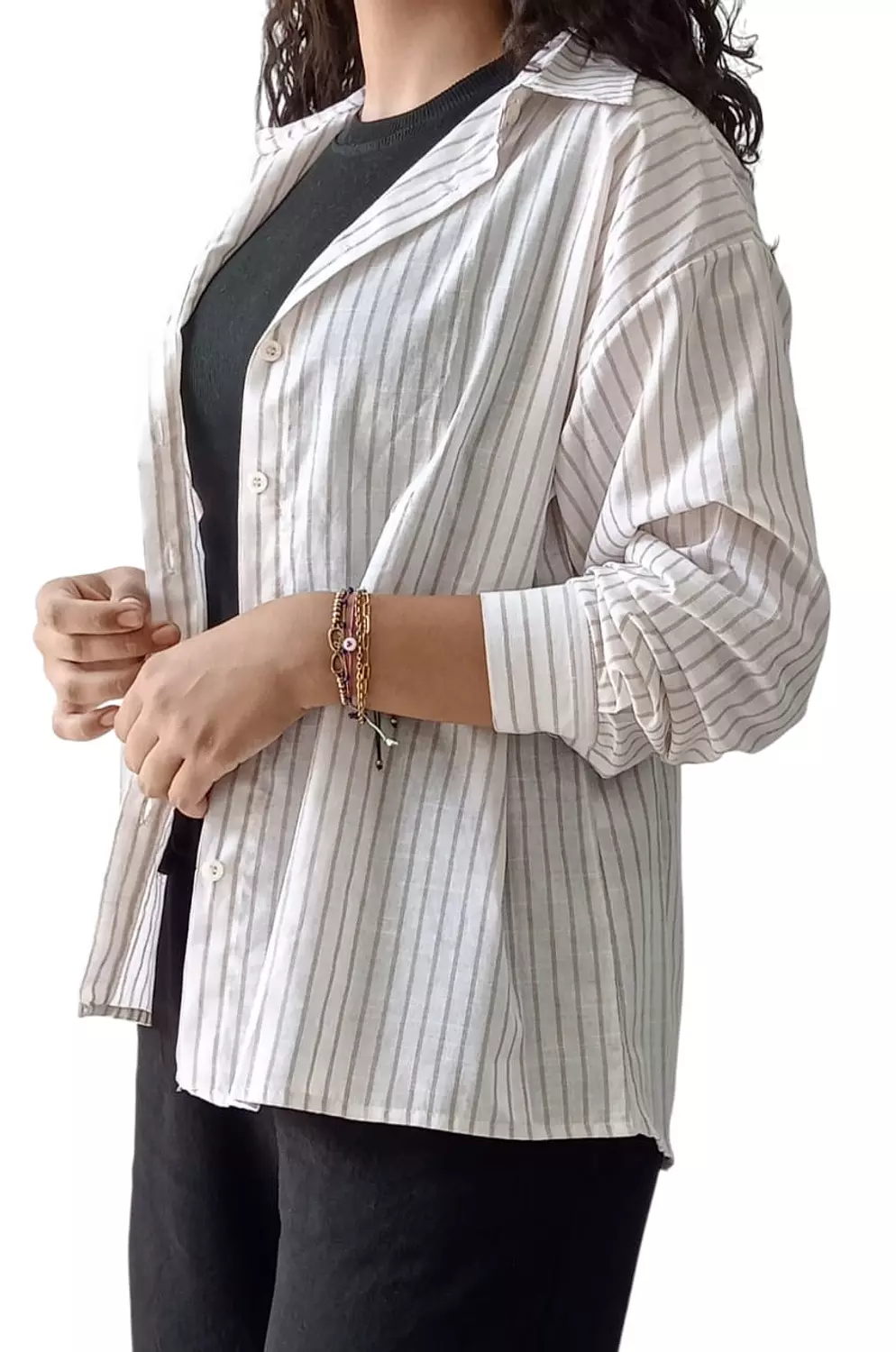 Striped Linen Shirt - Brown  3