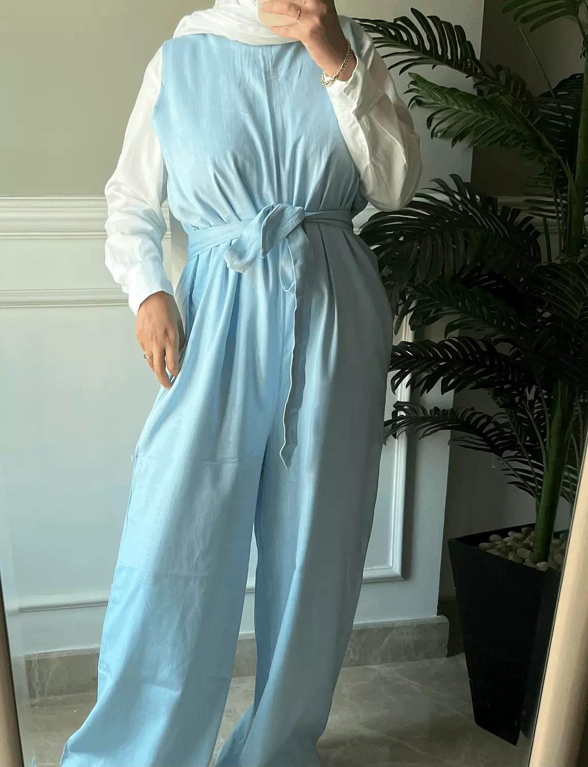 Linen Jumpsuit in sky blue 1