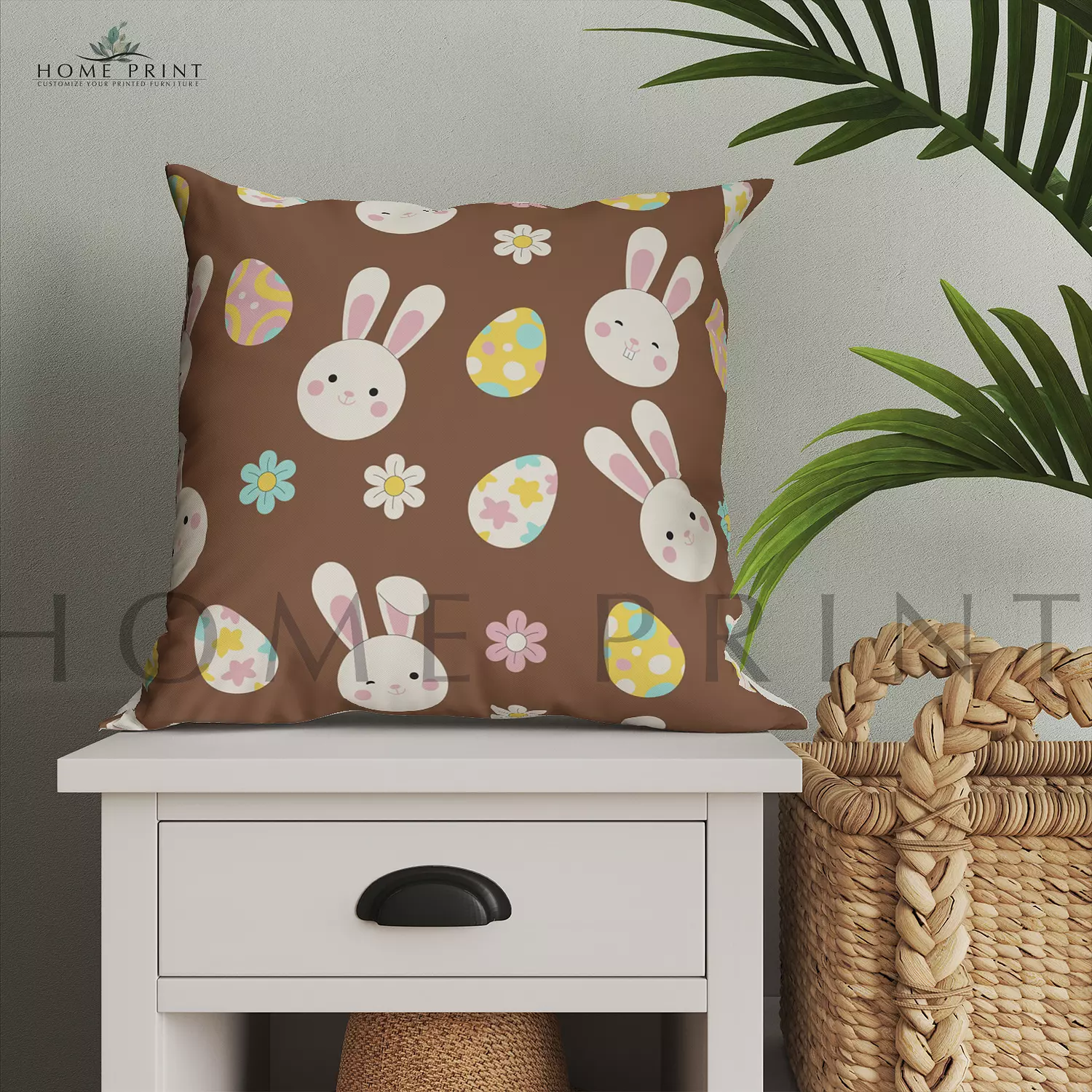 Easter Cushion - Easter Bunny and Eggs - Multi Color Design image