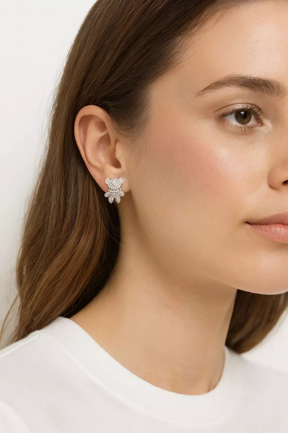 Silver Earrings Teddy Bear  image