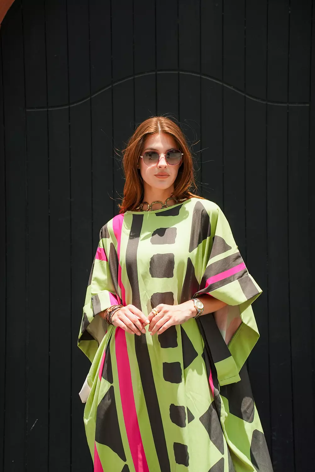 Apple green printed dress image