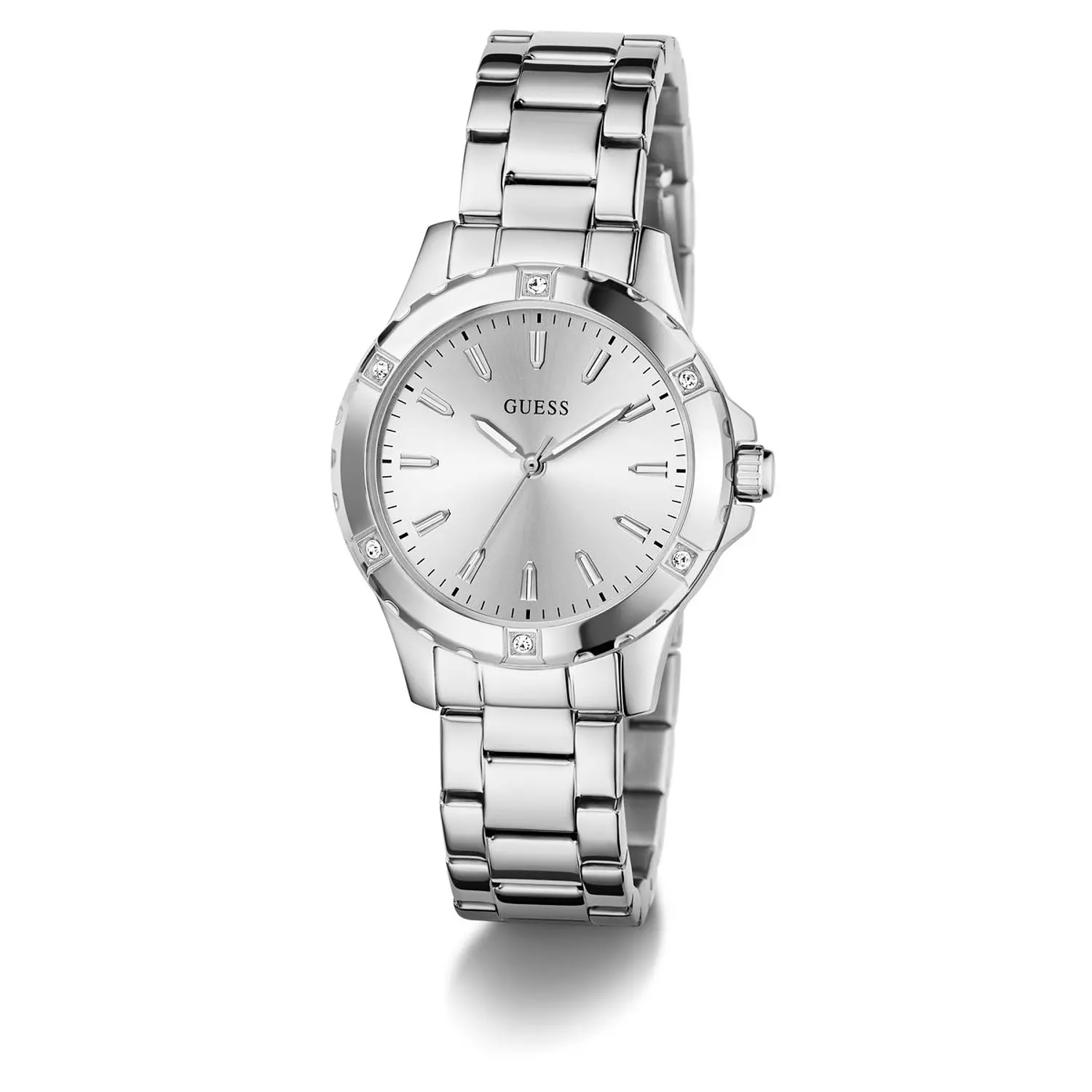 GUESS MIST Ladies Silver Tone Analog Watch SILVER TONE Stainless Steel Polished Bracelet 2