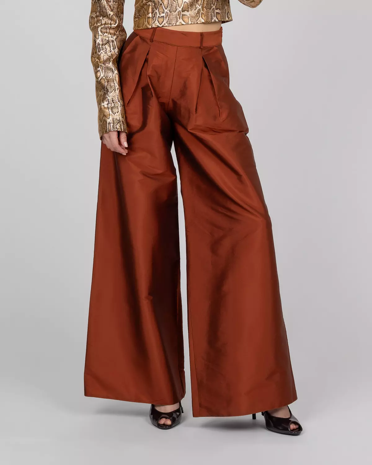 Copper Wide-Leg Trousers 4