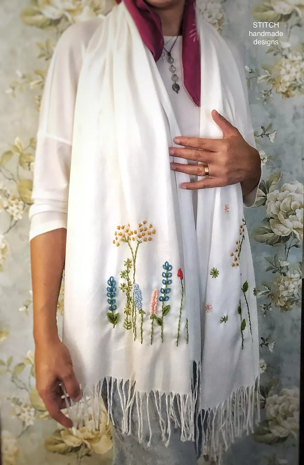 Ivory Garden Pashmina Shawl 2